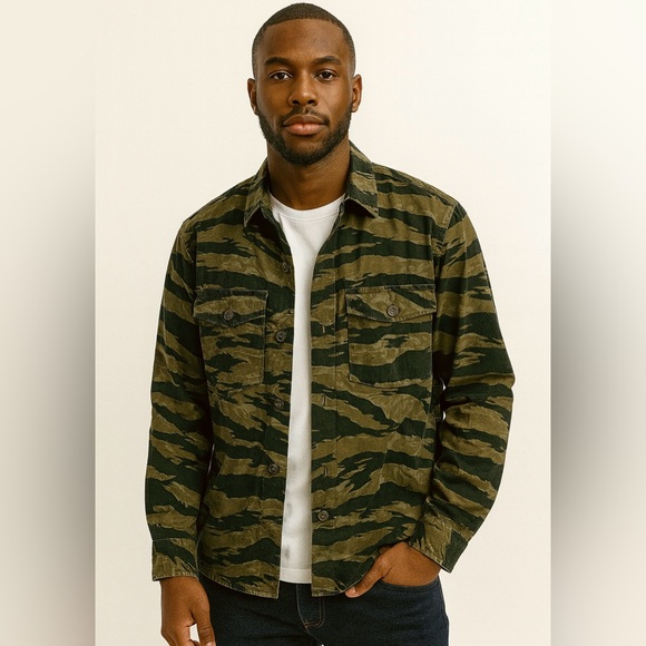 All saints Krueger Shirt Overshirt Shacket Jacket Camouflage Men’s Large - Picture 1 of 11